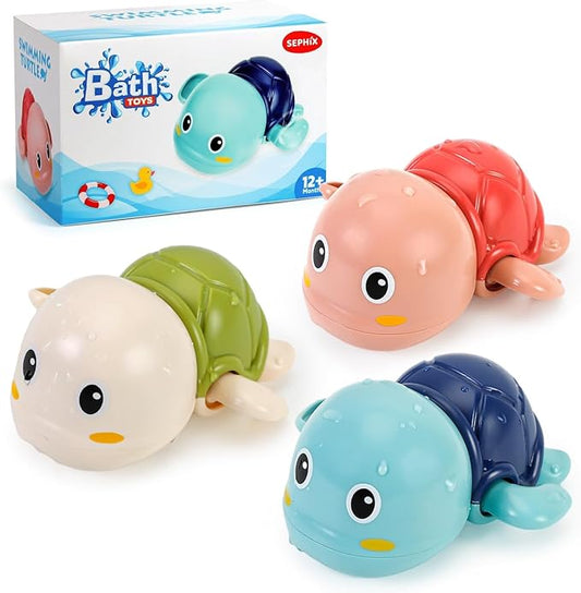 Wind-Up Swimming Turtle Bath Toys (Pack of 3)