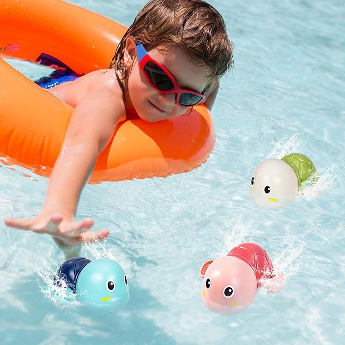 Wind-Up Swimming Turtle Bath Toys (Pack of 3)