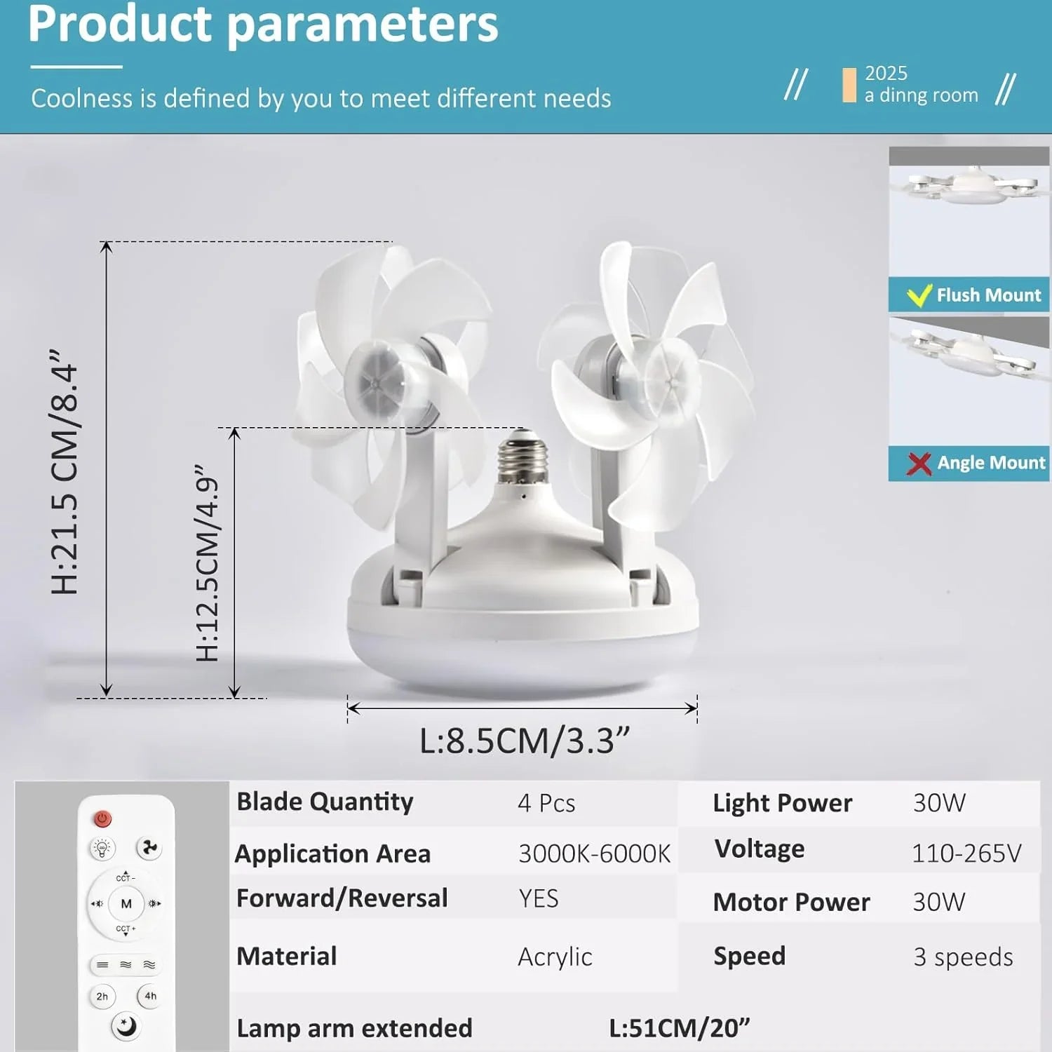 2-in-1 Drone LED Ceiling Fan & Light with Remote
